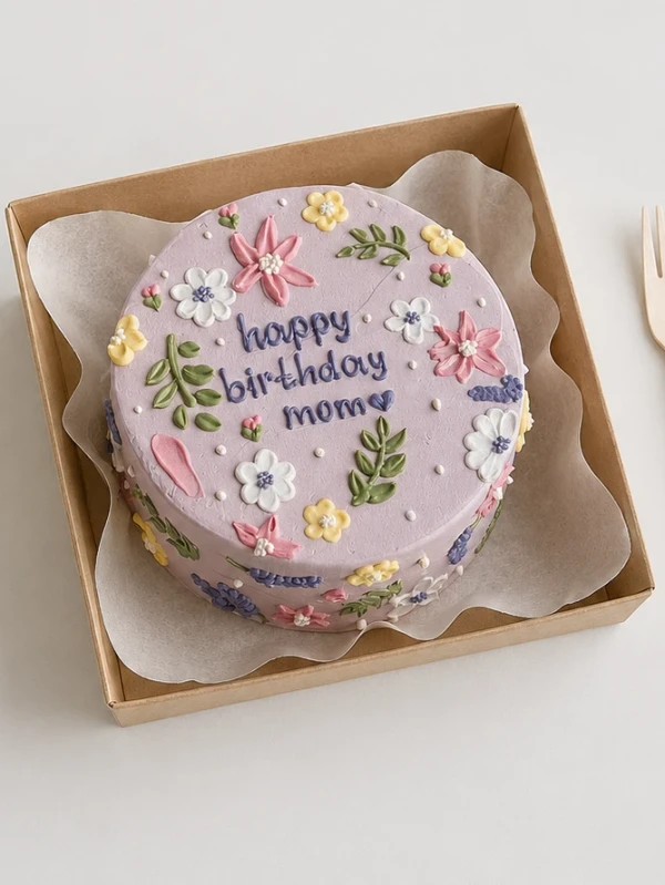 Бенто - торт "HBD MOM цветочки"